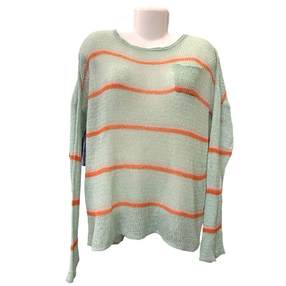 Easel Los Angeles Women's Multicolor Striped Soft Knit w Pocket Sweater | Size L